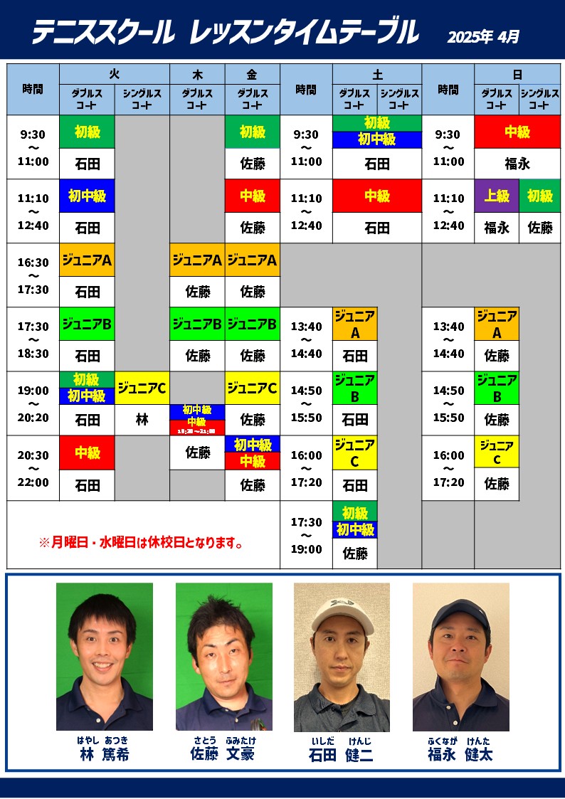 担当コーチ表