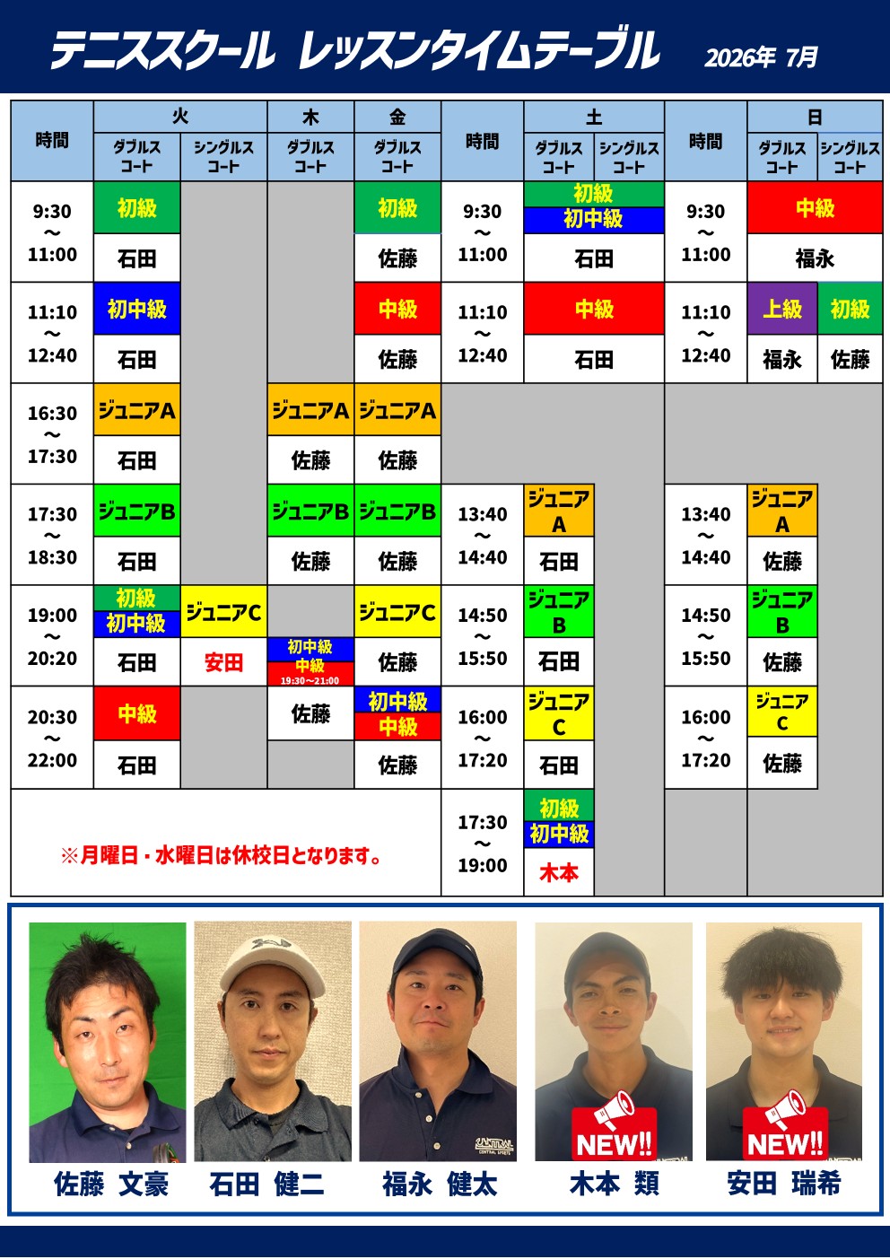 担当コーチ表