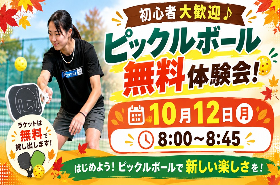 10月12日(月)ピックルボール無料体験会